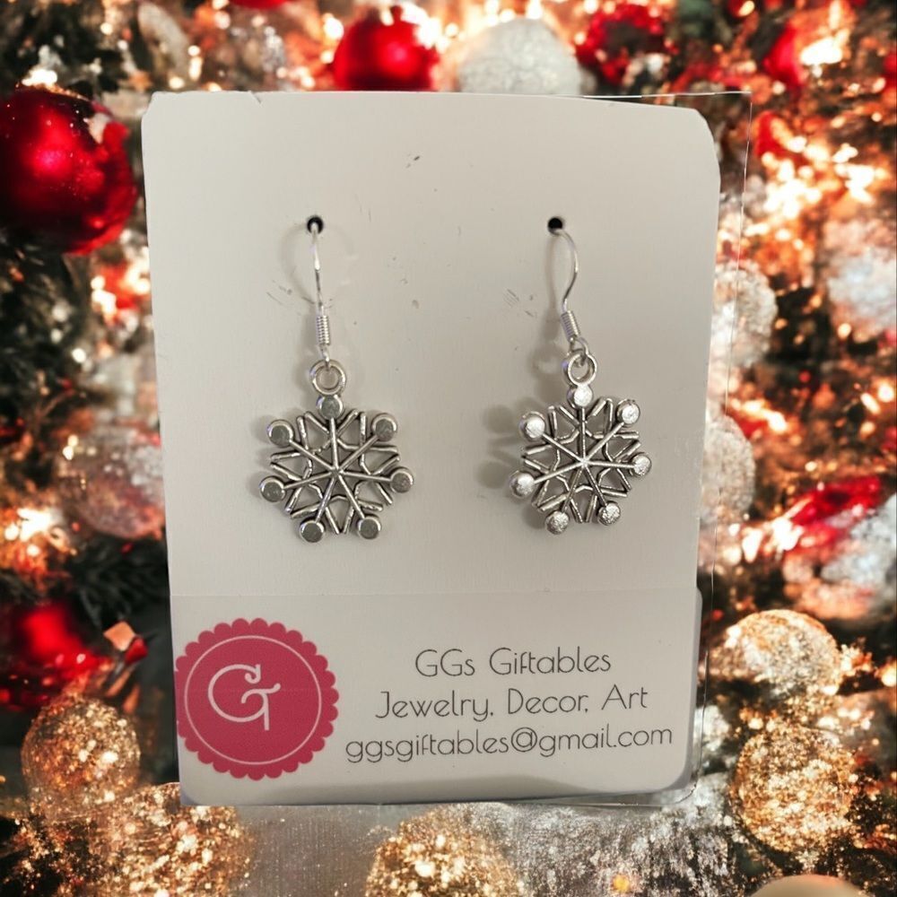 SNOWFLAKE STERLING SILVER PIERCED EARRINGS